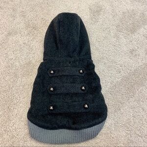 Small breed dog dark gray hooded jacket size small